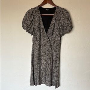 Madewell Black and White Puff Sleeve Mini Dress